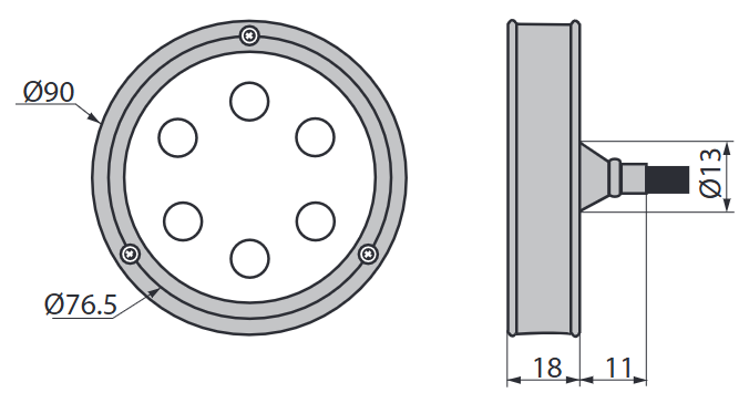 LED-Unterwasserlicht Merlin GFK/A4 12/24V 14W blau