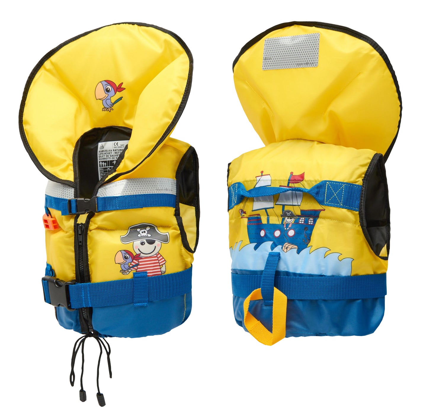 Feststoff-Rettungsweste 30N für Babys max.15kg mit Reißverschl., gelb Pirat