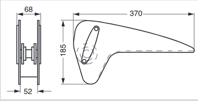 Bugrolle A2 mit Nylonrolle, 370x64mm für M-Anker
