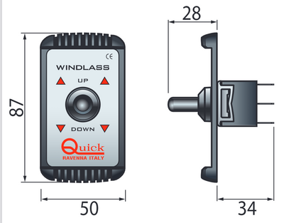 QUICK Handschalter für Ankerwinden schwarz/grau