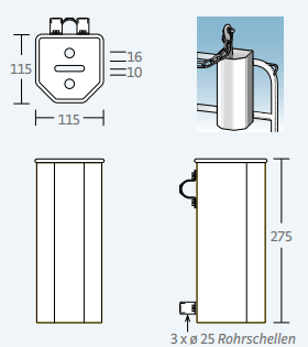 Ankerköcher / Ankerhalter für Klappdraggen