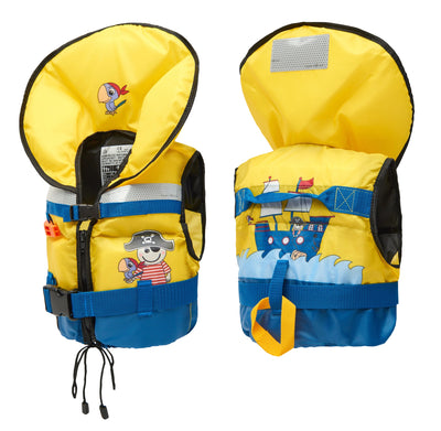 Feststoff-Rettungsweste 50N für Junioren 30-40kg mit Gurtschn., gelb Pirat